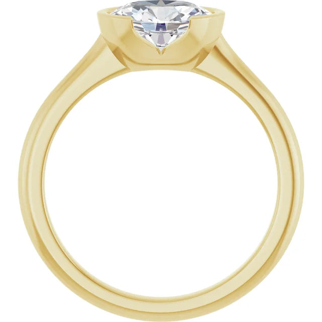 14K White Gold 1.05 CTW Oval-Cut Lab Grown Diamond Half Bezel Engagement Ring