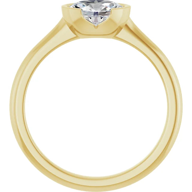 14K White Gold 1.05 CTW Oval-Cut Lab Grown Diamond Half Bezel Engagement Ring-Pauls Jewelers