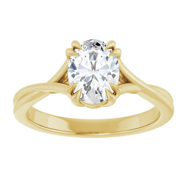 14K White Gold 1.06 CTW Oval Solitaire Criss-Cross Lab Grown Diamond Engagement Ring