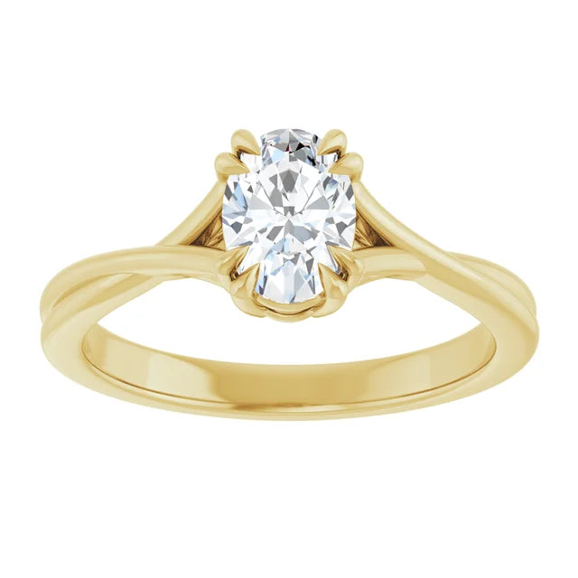 14K White Gold 1.06 CTW Oval Solitaire Criss-Cross Lab Grown Diamond Engagement Ring-Pauls Jewelers