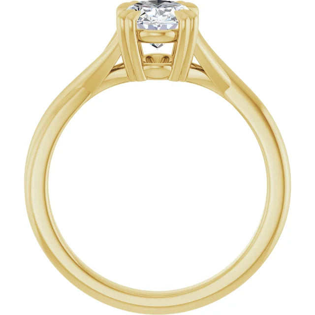14K White Gold 1.06 CTW Oval Solitaire Criss-Cross Lab Grown Diamond Engagement Ring