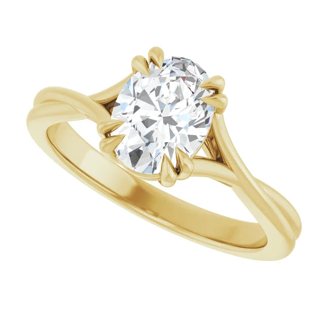 14K White Gold 1.06 CTW Oval Solitaire Criss-Cross Lab Grown Diamond Engagement Ring