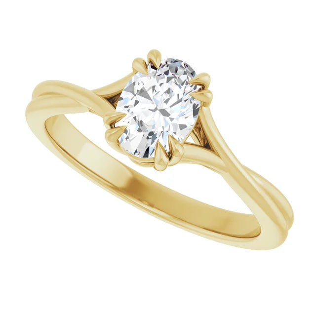 14K White Gold 1.06 CTW Oval Solitaire Criss-Cross Lab Grown Diamond Engagement Ring-Pauls Jewelers