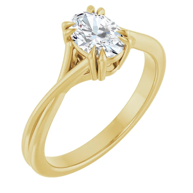 14K White Gold 1.06 CTW Oval Solitaire Criss-Cross Lab Grown Diamond Engagement Ring-Pauls Jewelers