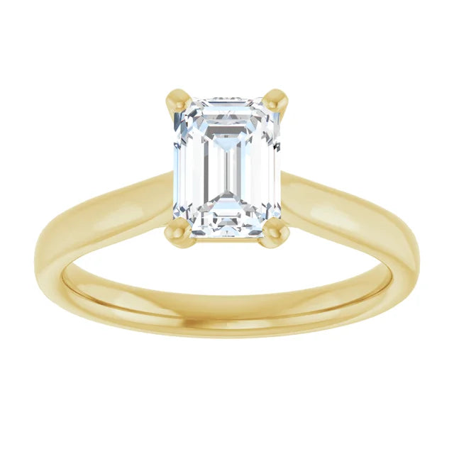 14K White Gold 1.07 CTW Emerald Solitaire Lab Grown Diamond Engagement Ring