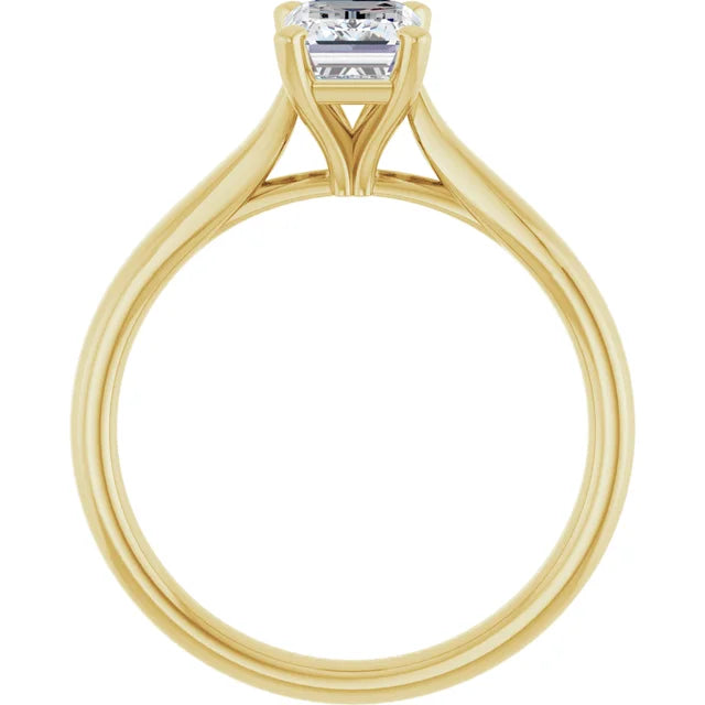 14K White Gold 1.07 CTW Emerald Solitaire Lab Grown Diamond Engagement Ring