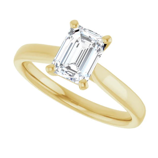 14K White Gold 1.07 CTW Emerald Solitaire Lab Grown Diamond Engagement Ring