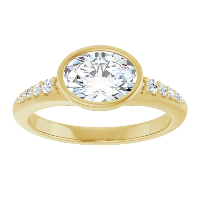 14K White Gold 1.08 CTW Oval-Cut Lab Grown Diamond Bezel Engagement Ring