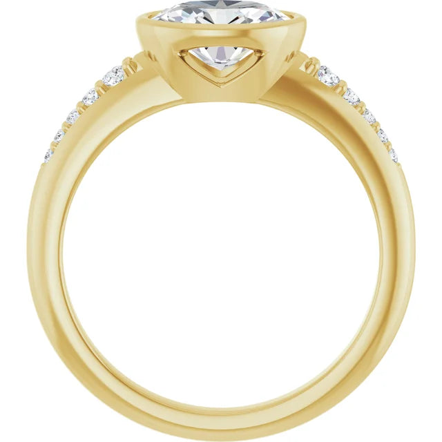 14K White Gold 1.08 CTW Oval-Cut Lab Grown Diamond Bezel Engagement Ring
