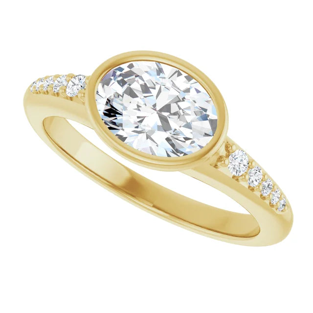 14K White Gold 1.08 CTW Oval-Cut Lab Grown Diamond Bezel Engagement Ring