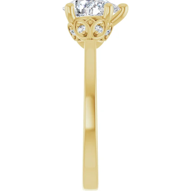 14K White Gold 1.11 CTW Pear-Cut Lab Grown Diamond Solitaire Engagement Ring with Pavé Band