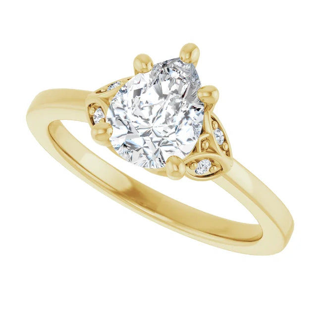 14K White Gold 1.11 CTW Pear-Cut Lab Grown Diamond Solitaire Engagement Ring with Pavé Band