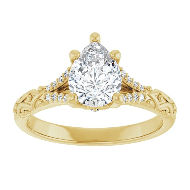 14K White Gold 1.14 CTW Pear Solitaire Sculptural Lab Grown Diamond Engagement Ring