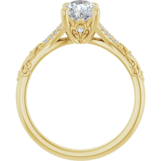 14K White Gold 1.14 CTW Pear Solitaire Sculptural Lab Grown Diamond Engagement Ring