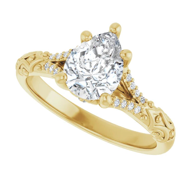 14K White Gold 1.14 CTW Pear Solitaire Sculptural Lab Grown Diamond Engagement Ring