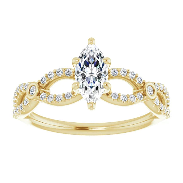 14K White Gold 1.17 CTW Marquise Bypass Lab Grown Diamond Engagement Ring with Pavé Band