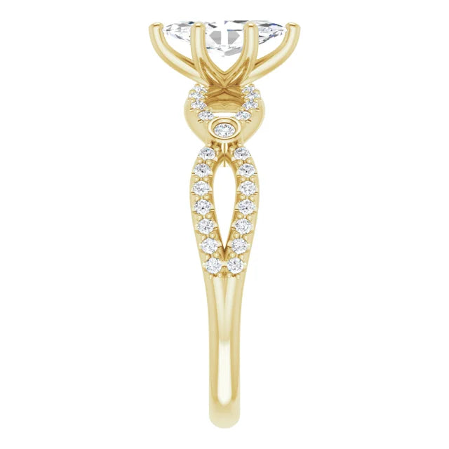 14K White Gold 1.17 CTW Marquise Bypass Lab Grown Diamond Engagement Ring with Pavé Band
