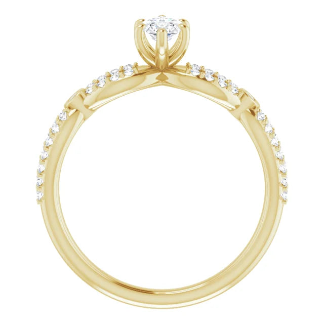 14K White Gold 1.17 CTW Marquise Bypass Lab Grown Diamond Engagement Ring with Pavé Band