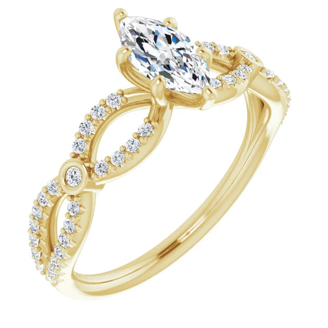 14K White Gold 1.17 CTW Marquise Bypass Lab Grown Diamond Engagement Ring with Pavé Band