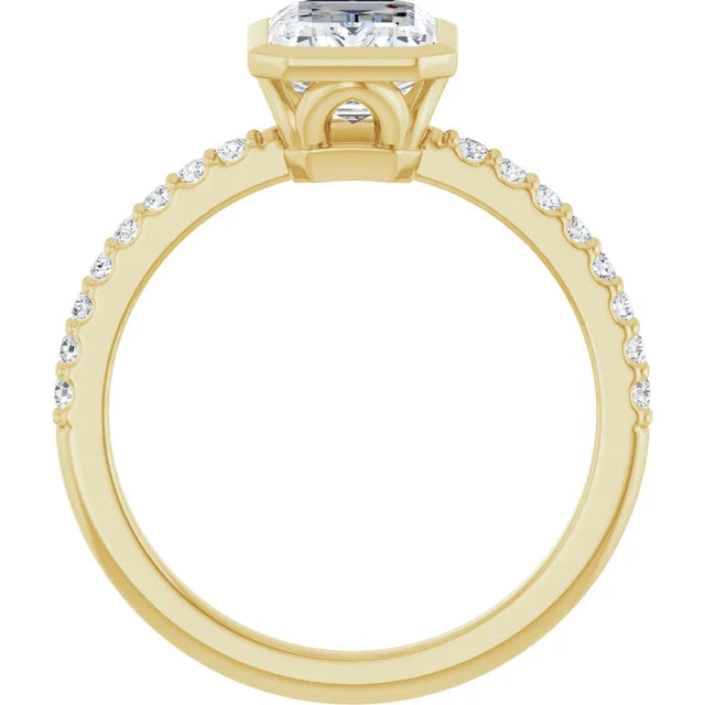 14K White Gold 1.19 CTW Emerald-Cut Lab Grown Diamond Bezel Engagement Ring