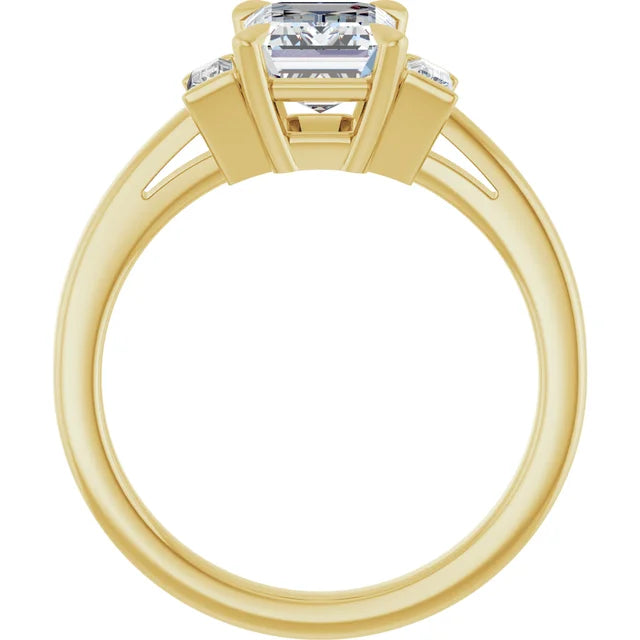 14K White Gold 1.20 CTW Emerald Three Stone Lab Grown Diamond Engagement Ring