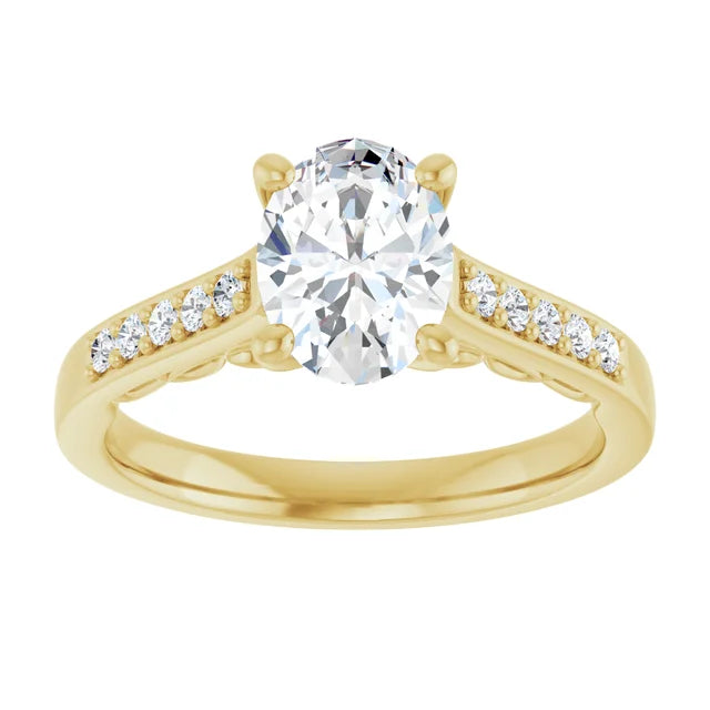 14K White Gold 1.21 CTW Oval Sculptural Lab Grown Diamond Engagement Ring