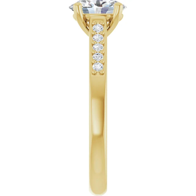 14K White Gold 1.21 CTW Oval Sculptural Lab Grown Diamond Engagement Ring