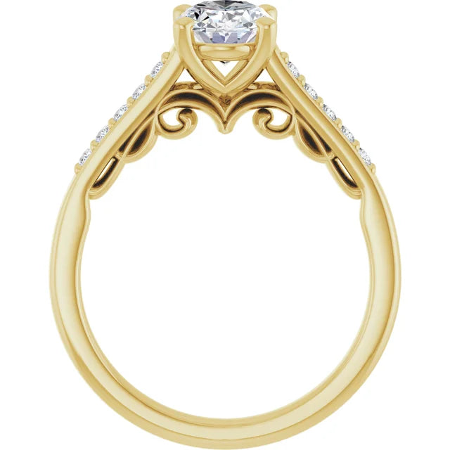 14K White Gold 1.21 CTW Oval Sculptural Lab Grown Diamond Engagement Ring