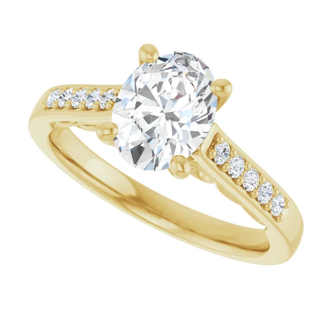 14K White Gold 1.21 CTW Oval Sculptural Lab Grown Diamond Engagement Ring
