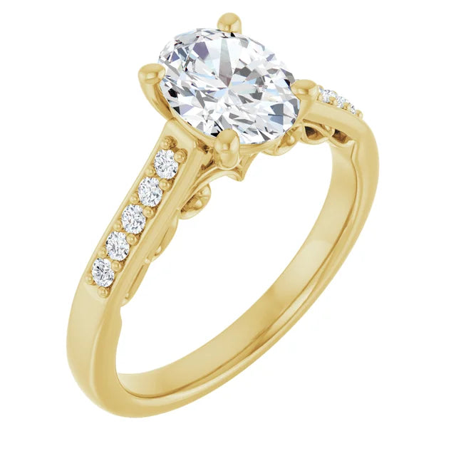 14K White Gold 1.21 CTW Oval Sculptural Lab Grown Diamond Engagement Ring