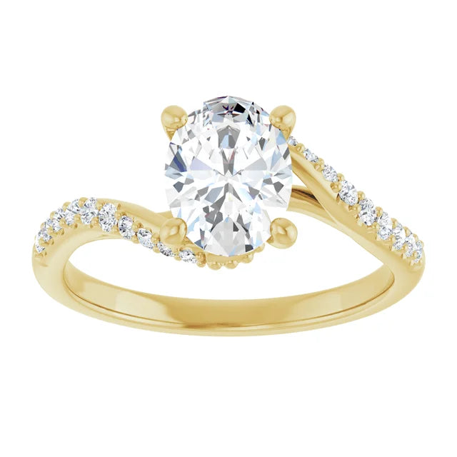 14K White Gold 1.23 CTW Oval Bypass Lab Grown Diamond Engagement Ring
