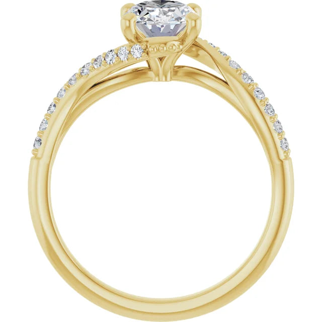 14K White Gold 1.23 CTW Oval Bypass Lab Grown Diamond Engagement Ring