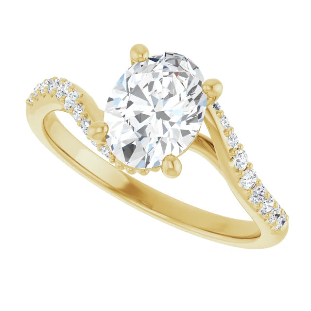 14K White Gold 1.23 CTW Oval Bypass Lab Grown Diamond Engagement Ring