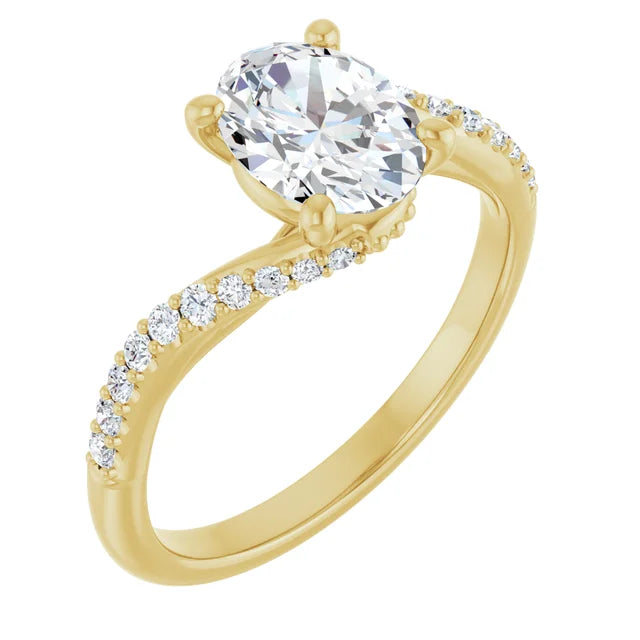 14K White Gold 1.23 CTW Oval Bypass Lab Grown Diamond Engagement Ring