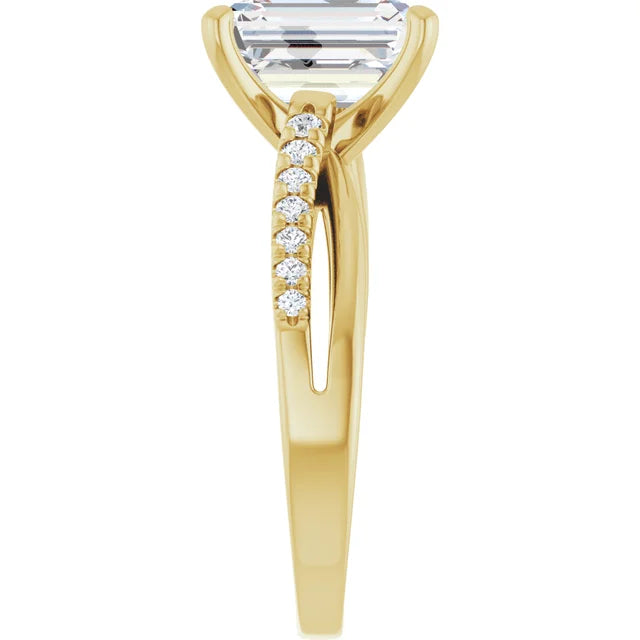 14K White Gold 1.24 CTW Emerald-Cut Lab Grown Diamond Engagement Ring with Solitaire and Pavé Band-Pauls Jewelers