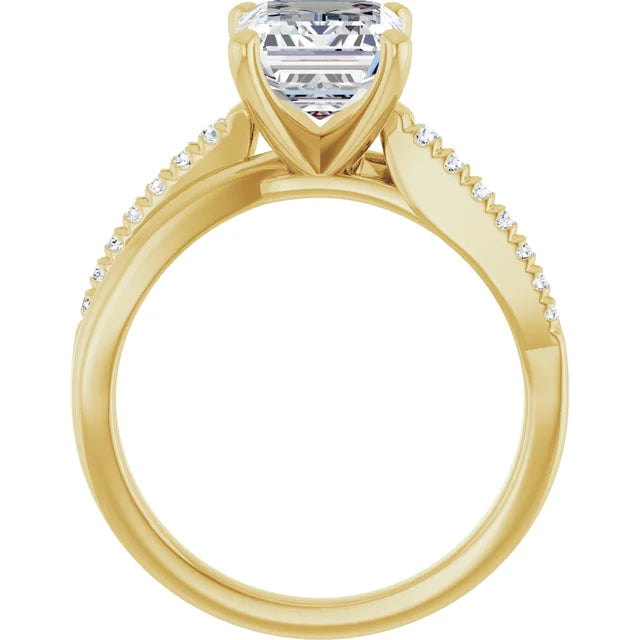 14K White Gold 1.24 CTW Emerald-Cut Lab Grown Diamond Engagement Ring with Solitaire and Pavé Band-Pauls Jewelers
