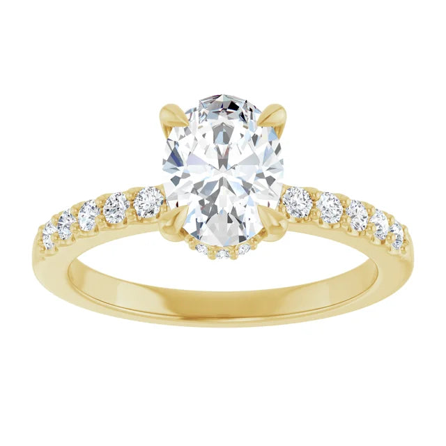 14K White Gold 1.26 CTW Oval-Cut Lab Grown Diamond Hidden Halo Engagement Ring