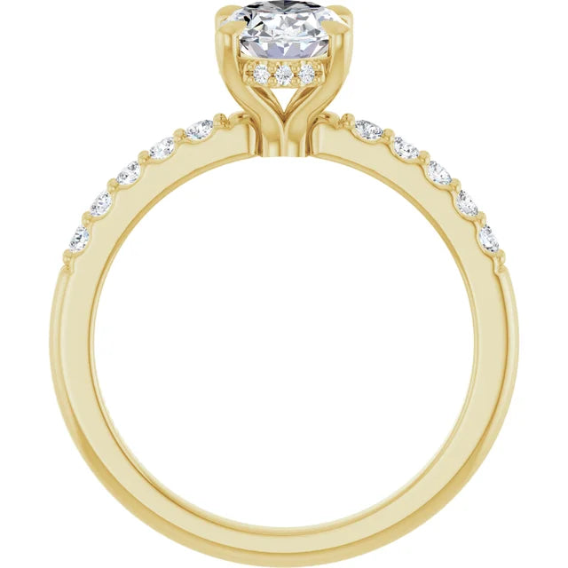 14K White Gold 1.26 CTW Oval-Cut Lab Grown Diamond Hidden Halo Engagement Ring