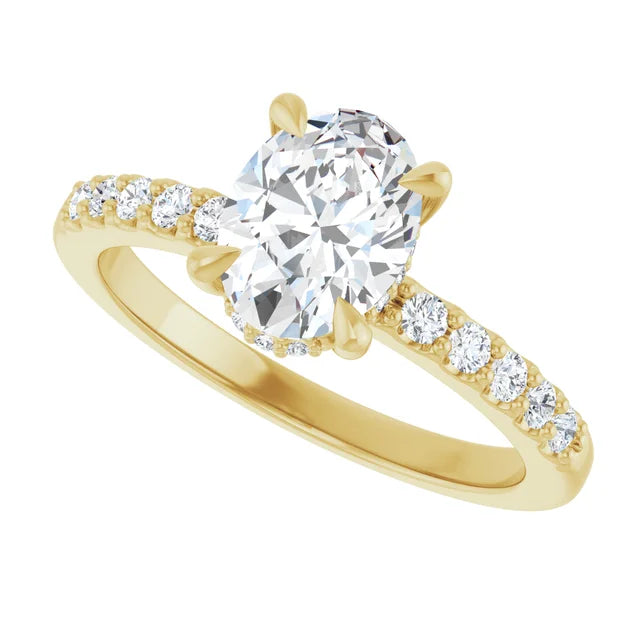 14K White Gold 1.26 CTW Oval-Cut Lab Grown Diamond Hidden Halo Engagement Ring
