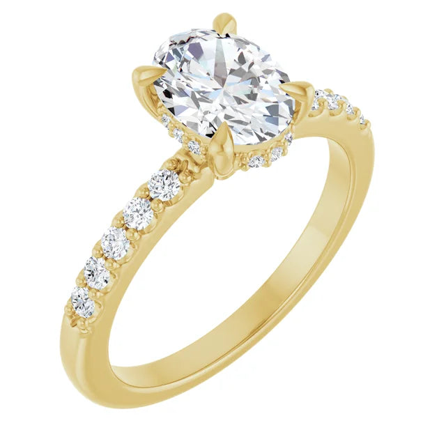 14K White Gold 1.26 CTW Oval-Cut Lab Grown Diamond Hidden Halo Engagement Ring