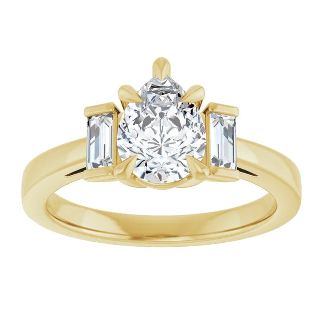 14K White Gold 1.27 CTW Pear-Cut Lab Grown Diamond Three Stone Engagement Ring