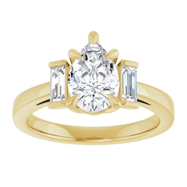 14K White Gold 1.27 CTW Pear-Cut Lab Grown Diamond Three Stone Engagement Ring-Pauls Jewelers