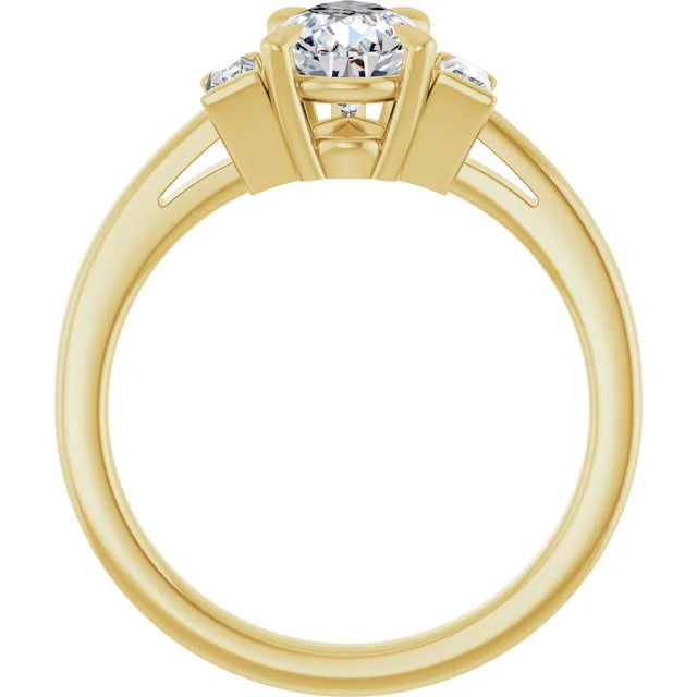 14K White Gold 1.27 CTW Pear-Cut Lab Grown Diamond Three Stone Engagement Ring