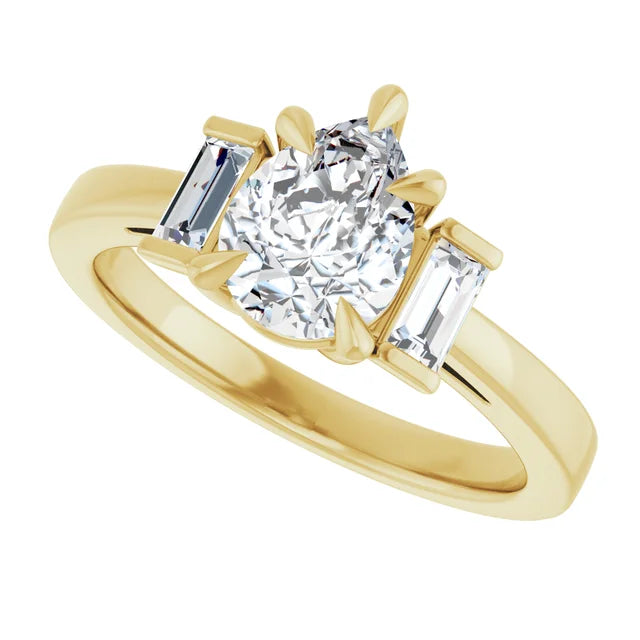 14K White Gold 1.27 CTW Pear-Cut Lab Grown Diamond Three Stone Engagement Ring