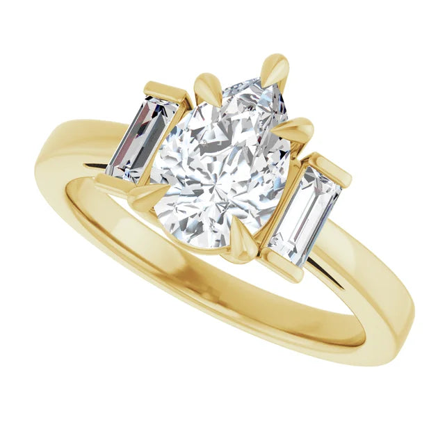 14K White Gold 1.27 CTW Pear-Cut Lab Grown Diamond Three Stone Engagement Ring-Pauls Jewelers