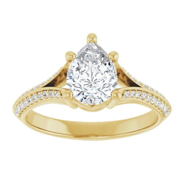 14K White Gold 1.27 CTW Pear Solitaire Lab Grown Diamond Engagement Ring with Pavé Band