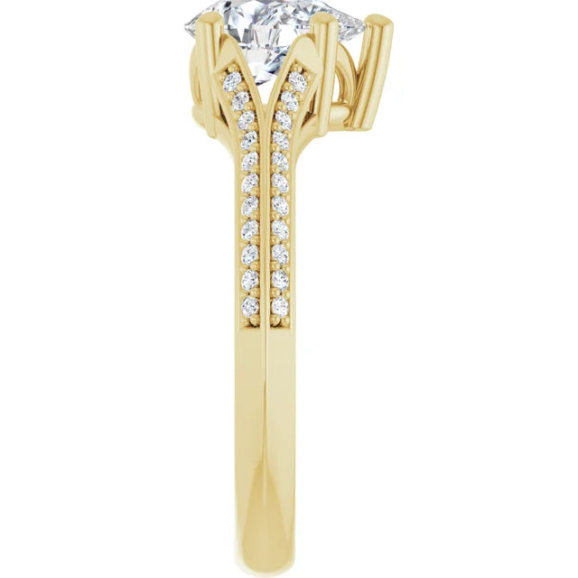 14K White Gold 1.27 CTW Pear Solitaire Lab Grown Diamond Engagement Ring with Pavé Band