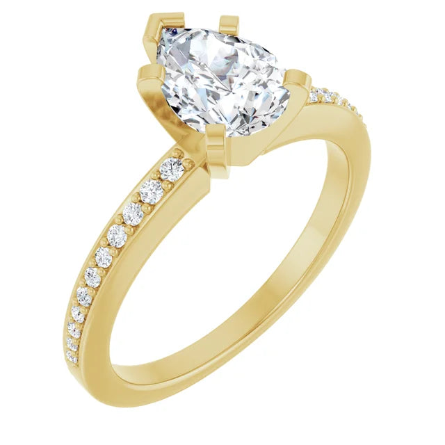 14K White Gold 1.30 CTW Pear Solitaire Lab Grown Diamond Engagement Ring