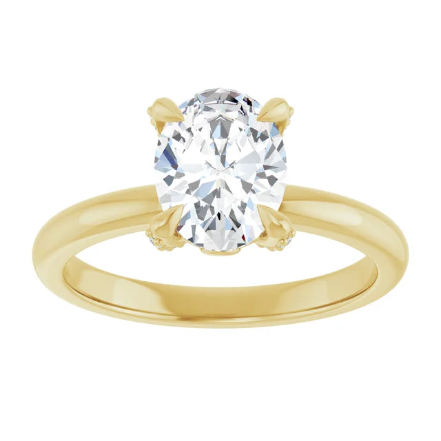 14K White Gold 1.32 CTW Oval-Cut Lab Grown Diamond Solitaire Engagement Ring with Pavé Band
