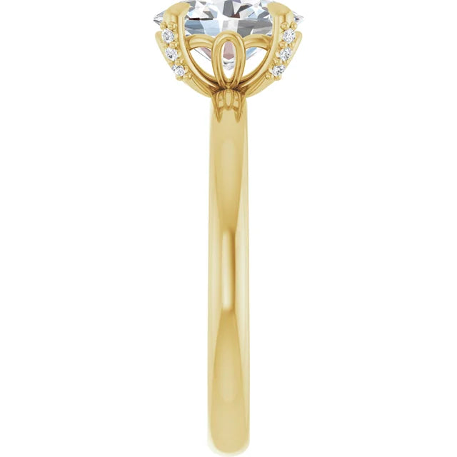 14K White Gold 1.32 CTW Oval-Cut Lab Grown Diamond Solitaire Engagement Ring with Pavé Band
